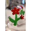 Unbranded Anthropologie Dupe Red Flowers on Green Stem Icon Glass