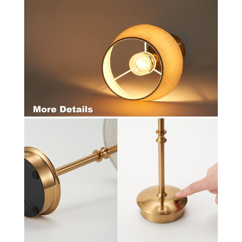 UMEXUS Cordless Table Lamps with Dimmer, 5200mAh Rechargeable Battery Powered,