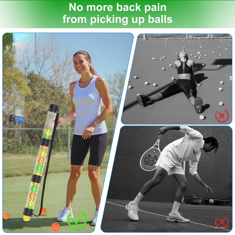 Asyxstar Pickleball Pickup Tube Retriever & Ball Hopper Storage with