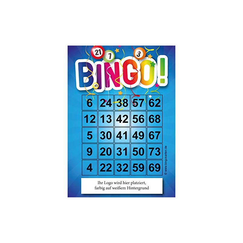 DiPrint Pack of 100 Individual Bingo Cards with Logo (Motif