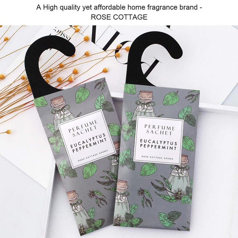 ROSE COTTAGE Large 12 Packs Eucalyptus Peppermint Hanging Closet Air