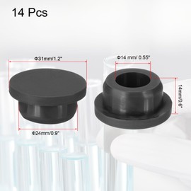 PATIKIL Silicone Rubber Plug, 14 Pcs Soft Flexible Solid Rubber Stopper T-Shaped Silicone Plugs for 23mm Hole, Black