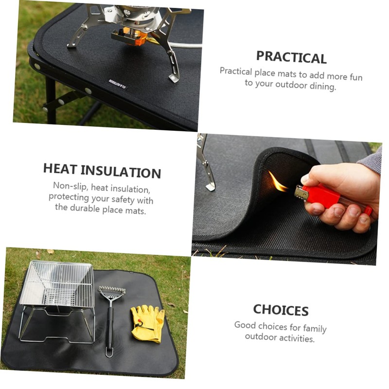 BESPORTBLE Portable Fireproof Blanket BBQ Heat Mat Outdoor Mats Insulation