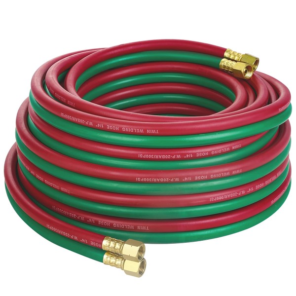 Hromee Oxygen Acetylene Hose 1/4-Inch × 50 Feet with 9/16"-18