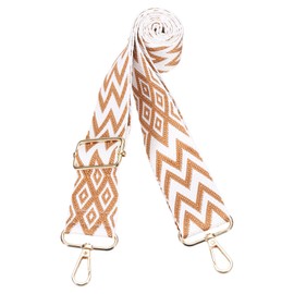 PATIKIL 55in Purse Straps Replacement Crossbody, Bag Straps Crossbody Universal Adjustable Canvas Bohemian for Purses Handbags Guitar, White Brown