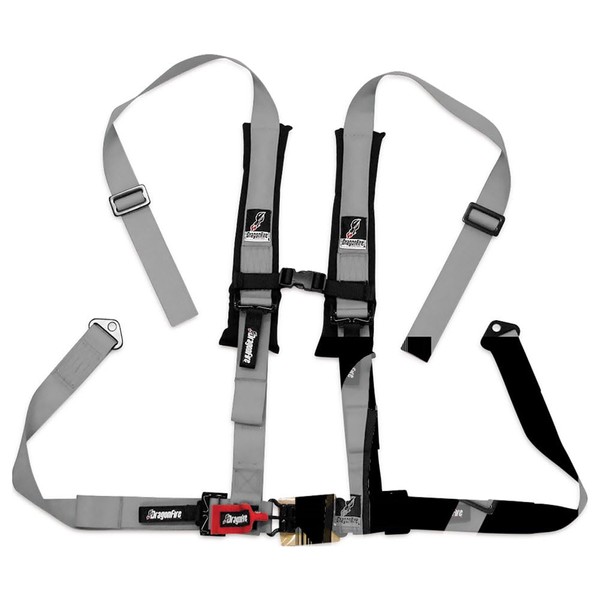 Dragonfire Racing 4-Point H-Style Safety Harness w/Sternum Clip 2" Grey