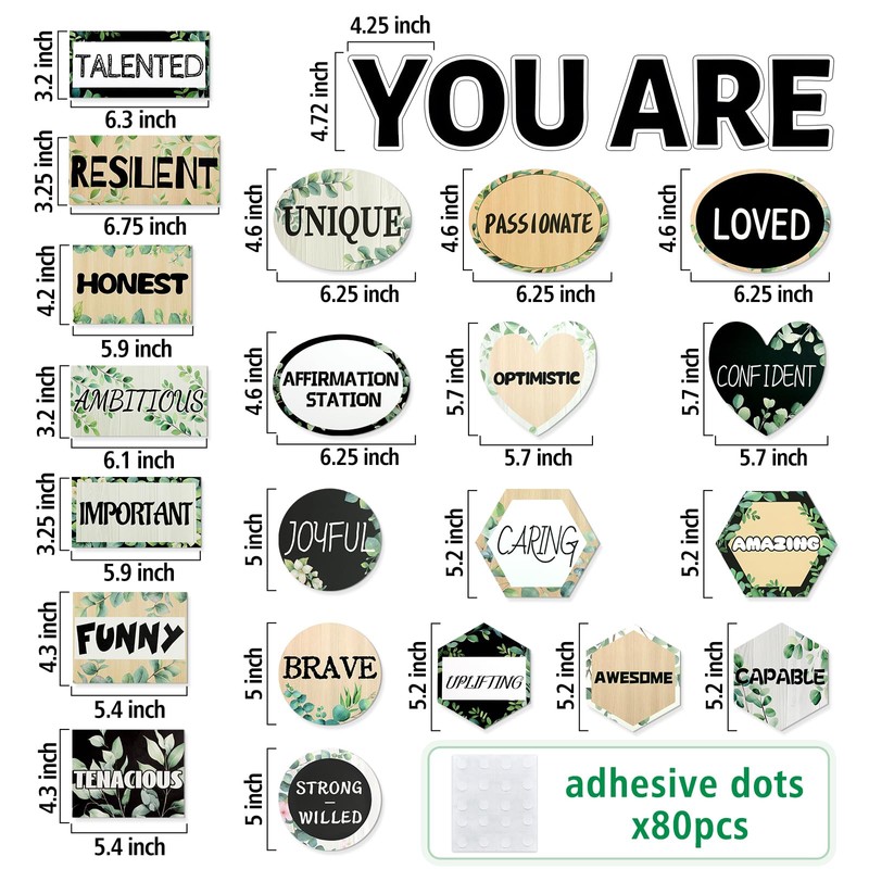 27Pcs Eucalyptus Affirmation Station Classroom Inspirational Bulletin Board Set Greenery