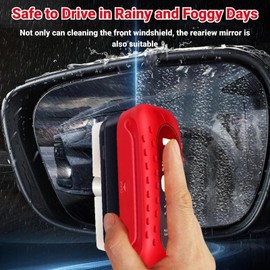 Automotive Oil Film Cleaning Brush, Hydrophobic Glass Cleaning Board, Car Glass Oil Film Remover Glass Cleaning Wipe Board for Windshield Improves Clarity and Visibility (1set Brush+Refill Liquid)