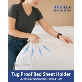 Btiztlla Bed Sheet Holders - 4 Pack Grey Lock Sheet Holder Designed to Fit All Sheet Sizes Offer Easy One-Time Bed Bedroom Accessories College Dorm Essentials