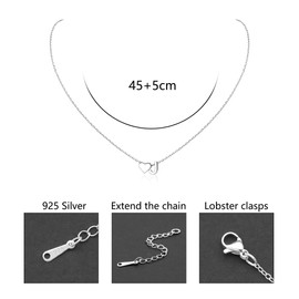 Aosyoisk 925 Sterling Silver Heart Letter Necklace, Ladies (J)