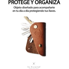 Lo Esencial Portallaves de Piel Hecho a Mano, Unisex (Café Clásico)