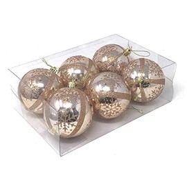 Allgala 6-PK 3 Inch Luxury Glitter Rich Decoration Christmas Tree Ornament Balls-Rose Gold-XB93107