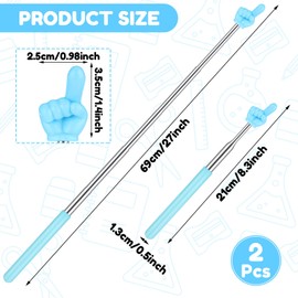 Piriuuo Pack of 2 Extendable Pointer Sticks, Colourful Finger Shape, Stainless Steel Children's Extendable Pointer Stick, Telescopic Teacher Pointer Mini Retractable Classroom Pointer Teaching