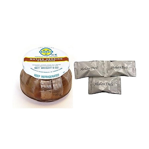 (Pack of 2) Matjes Herring Tidbits by Skansen (6 ounce). Includes HolanDeli Chocolate Mints.