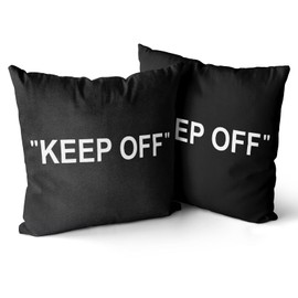Hypebeast Room Decor Keep Off Pillow Set of 2 Breathable Pillow Cover Square Cushion Case for Home Sofa Couch Decoration 18×18 inch 1