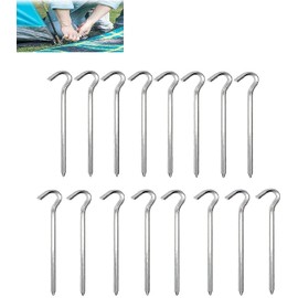 Rifrpha Pack of 16 Tent Pegs Camping 18 cm Tent Pegs Tent Pegs Stakes Storm Proof Pegs Camping Anti-Rust Tent Pegs Metal Pegs Pegs Stable for Plots Gardens Swimming Pools