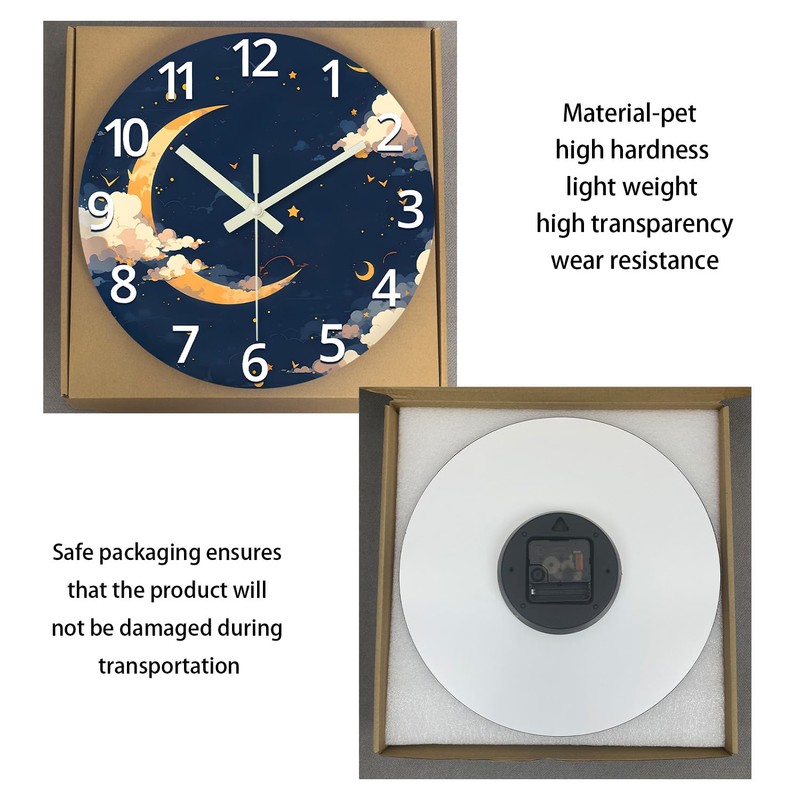 Constantplanet 14 Inch Moon Clock for Kids Bedroom Small Glow