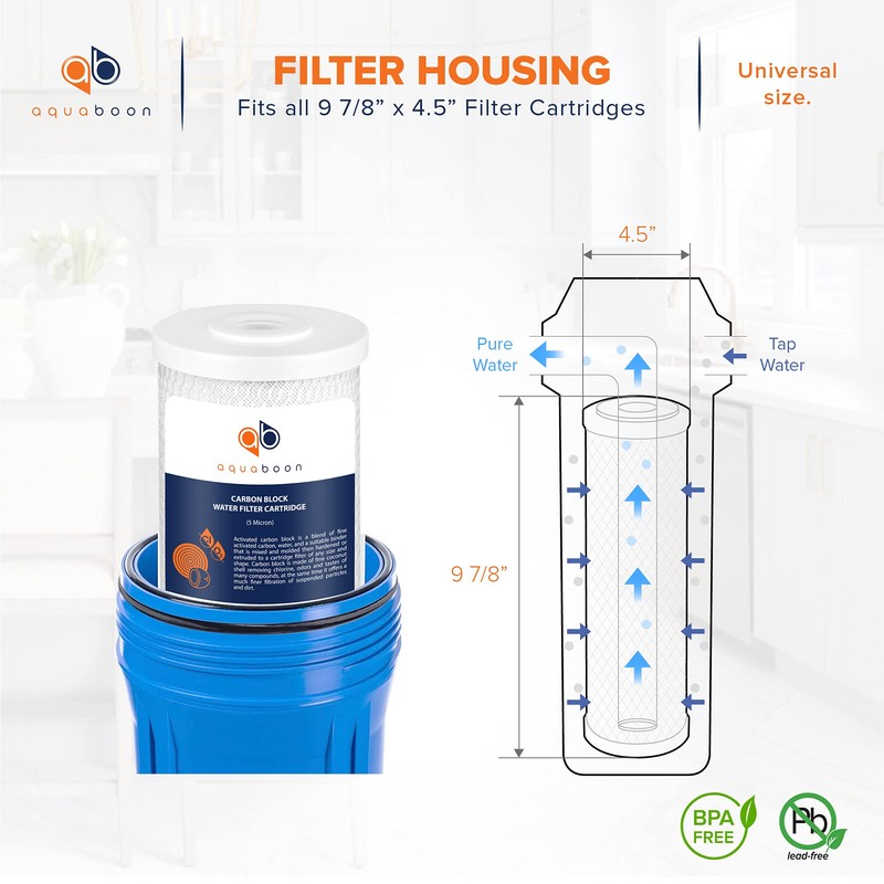 Aquaboon 5 Micron 10x4.5 Carbon Block Water Filters Whole House