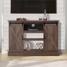 MAISON ARTS Farmhouse TV Stand for 65 Inch with Storage Barn Door Media Console Table Entertainment Center Sideboard for Living Room Bedroom Kitchen Dining Room, Oak