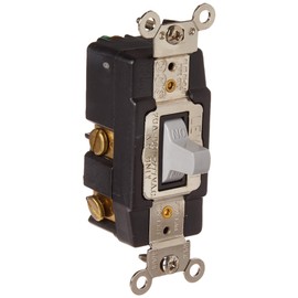 Leviton 20 Amp, 120/277 Volt, Toggle, Double Throw, Center Off, Momentary Contact, Single-Pole AC Quiet Switch, Industrial Grade, Grounding, 1257-GY, Gray