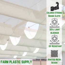 Farm Plastic Supply - White Shade Cloth - 50% - Mesh Fabric for Fence Privacy Screen, Garden Shade, Mesh Fence Screening, Shade Cloth Rolls, Wind Screen, White Shade Cloth (6' x 25')