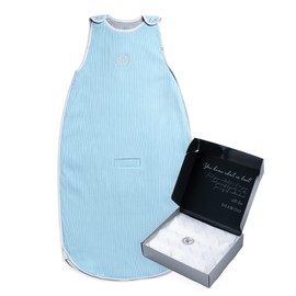 diawoo 4-Season Sleep Sack, 100% Merino Wool & Organic Cotton, Adjustable Size for 2–36 Months, Sleeping Bag with Two-Way Zipper & Car Seat Slot (Cloud Blue, 2M-12M)