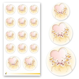 Sticker Sheets Heart with Pink Flowers Dl