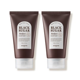 skin food [Skinfood/2 units] Black Sugar Perfect Smooth Cleansing Scrub Foam 180g_Scrub Cleansing Foam / [스킨푸드/2개] 블랙슈가 퍼펙트 매끈결 클렌징 스크럽폼 180g_스크럽클렌징폼