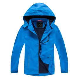 YoungSoul Kids Waterproof Rain Jacket with Detachable Hood - blue, size: 134-140