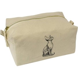 'Sphynx Cat Sitting' Canvas Wash Bag/Makeup Case (CS00042578)