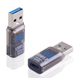 Maxhood USB to USB C Adapter with Digital Display, 10Gbps USB Male to USB C Female Adaptor, Transparent Type C to USB 3.2 Converter Compatible with Macbook, Laptop, Smartphone,2 Pack