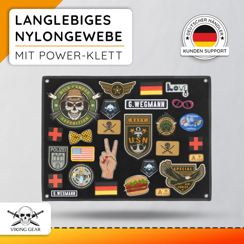 Patch Wall in Black with Metal Eyelets, Velcro Patch Display