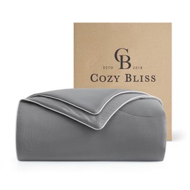 Cozy Bliss Cooling Comforter Twin Size Dual-Sided, Ultra-Soft Cooling Blankets for Hot Sleepers and Night Sweats, Breathable Lightweight Silky Smooth, Dark Grey