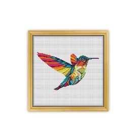 Mandala Hummingbird K309 Counted Cross Stitch KIT. Threads, Needles, 2 Fabrics, Threader, Clippers and 4 Printed Color Patterns. Embroidery Pattern Kit