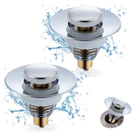 Upgraded Bathroom Sink Plug, Universal Pop Up Bidet Plug, Universal Pop-up Sink Plug with Drain Strainer, Pack of 2, Made of Stainless Steel, High Quality Anti-Clogging Easy Installation