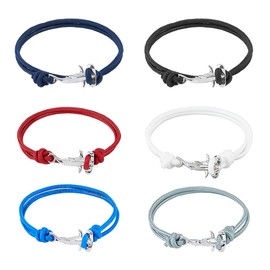 SUPERFINDINGS 6 Pcs Hammerhead Sharks Bracelets Unisex Double Rope Bracelets Minimalist Nautical Cord Bracelets Ocean Lovers Bracelets Adjustable Polyester Rope Bracelets for Men Women