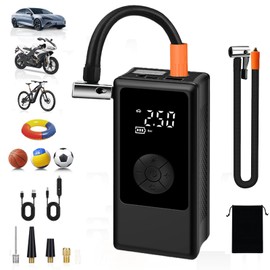 Fuhouk Tire Inflator Portable Air Compressor for Car, Ball Pump and Basketball Pump for Sports Balls, Auto Air Pump for Car Tires Bicycle w Gauge Values Display, 150PSI Power Battery Bike Pump Cordless