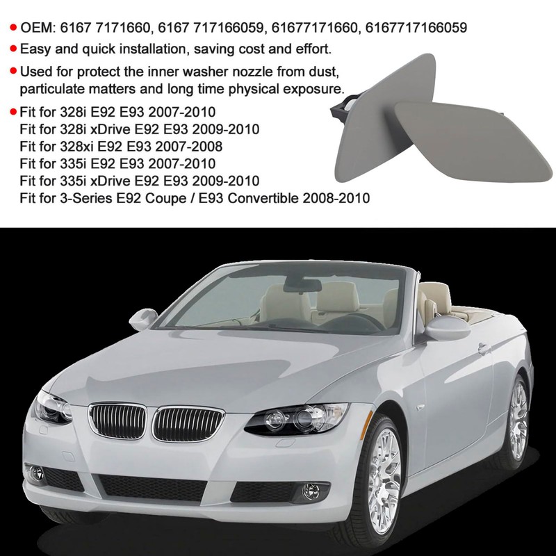 KIMISS Headlight Washer Cover, Front Right and Left Headlight Washer