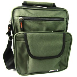 New Large Mens Ladies Handbag Bag Work Travel Cross Body Shoulder 4 Zips Bag (Green), M