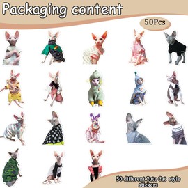 50Pcs Cute Cat Decals Sticker,Waterproof Vinyl Aesthetic Cat Shape Stickers, Laptop Car Scrapbook Phone Skateboard Suitcase Luggage Bike Stickers,for Teens Girls Adults