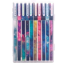 Toshine Cute Pens Galaxy Pens Colorful Gel Ink Pen Set Multi Colored Pens for Bullet Journal Writing Cartoon Gel Ink Roller Ball Fine Point Pens 10 Pcs 0.5 mm (Starsky)