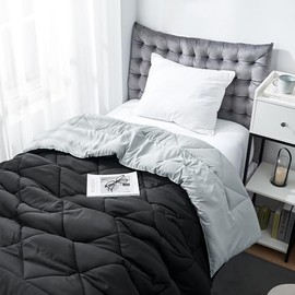 DormCo Black/Ultimate Gray Reversible Comforter - Twin XL Bedding