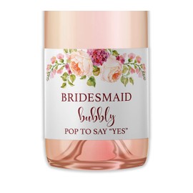 Bridesmaid Proposal ● Set of 8 ● Bridesmaid Mini Champagne Labels, Bridesmaid Ask, Wedding Wine Labels, Maid of Honor Ask, Matron of Honor Proposal, Floral Bridal Party Ask, Weatherproof, M900-ASK1-8