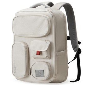 mixi Travel Backpack for Women & Men 15.6'' Laptop Carry On Weekender Bag Outdoor Hiking with Multifunction Pockets 180° Open Water Resistant 18 Inch 22L, Moonlight White