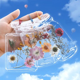 Bwetomk 60Pcs Transparent Dried Flower Bookmarks Transparent Bottle Bookmark Handmade Pressed Flower Bookmarks Floral Page Clips for DIY Craft Home Book Reading Scrapbook Beautiful Flower Page