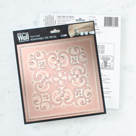 Main Street 24-Pack of 8 x 8" Wallpaper Tiles Peel and Stick in Metalic Patina Copper Design. Kitchen Backsplash, Renter Friendly, Self Stick Paper Wall Tiles for Your Home and DIY Projects