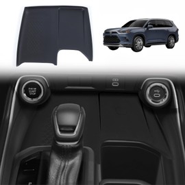 Center Console W-ireless C-harging Mat Compatible with 2024 2025 Toyota Grand Highlander,Black Silicone W-ireless C-harging Liner Protective Pad Anti-Slip Mat Auro Interior Accessories
