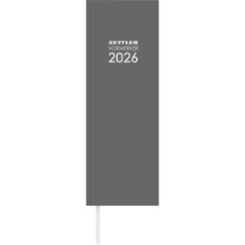 Tagevormerkbuch Leinen anthrazit 2026 1T/1S - 10,4x29,6 - Büro-Kalender - 808-0021-1