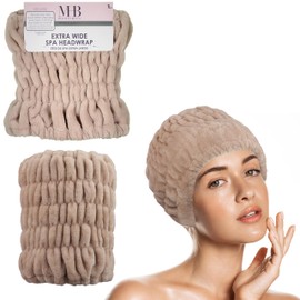 EXPRESSIONS Extra Wide Spa Headwrap in Tan -1pc Extra Comfort Spa Hair Band, Extra Wide Headband/Stylish Spa Headband, Salon-Quality Hair Wrap