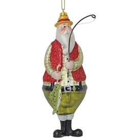 The Bridge Collection 6" Fisherman Santa Ornament - Fishing Christmas Tree Ornament for Lake House Decor - Lake Life, Christmas at The Lake, Christmas Vacation - Fishing Santa